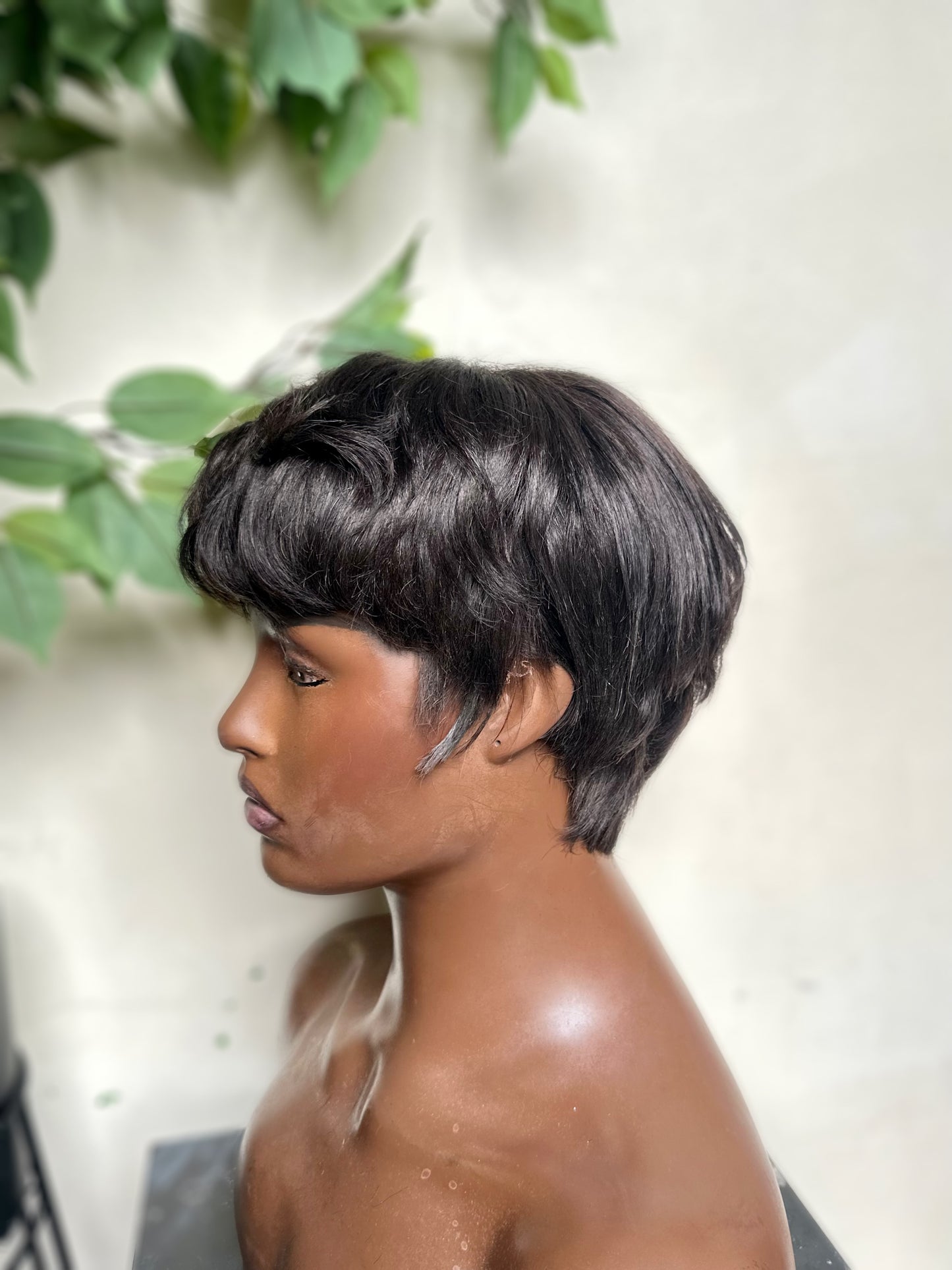 Full lace wig kinky straight pixie unit