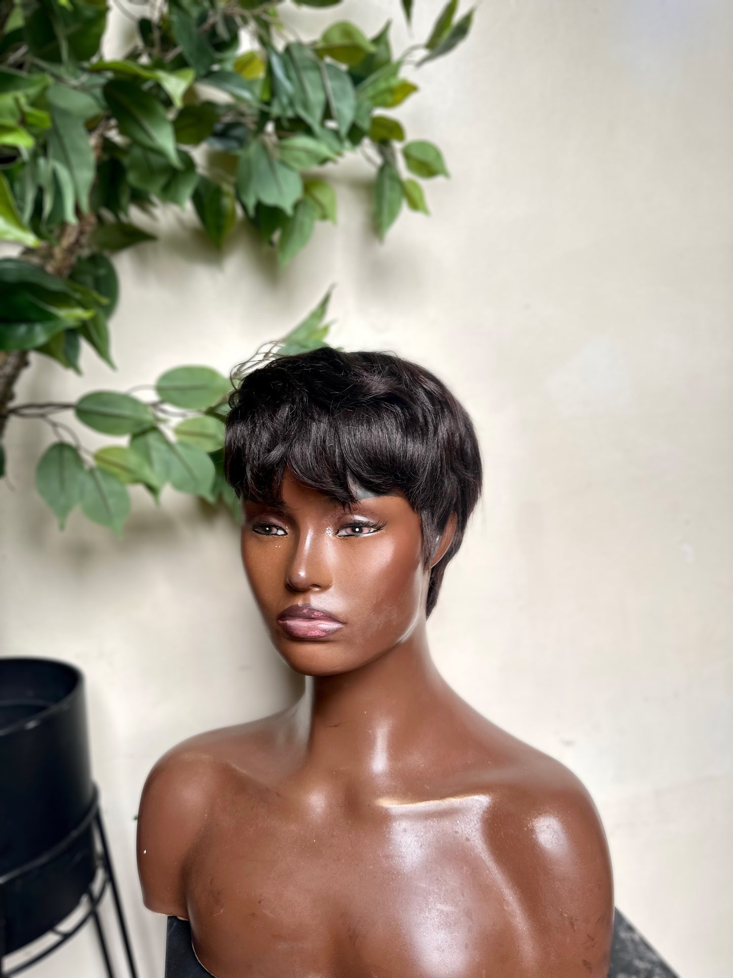 Full lace wig kinky straight pixie unit