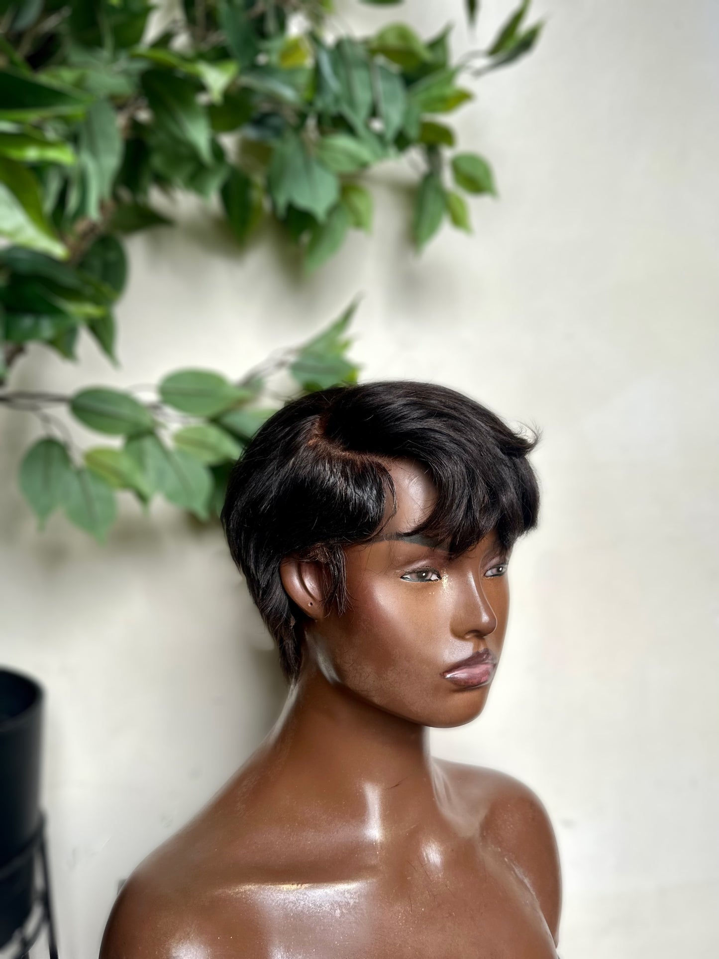 Full lace wig kinky straight pixie unit